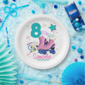 Roller Schaats Birthday Girl Retro Skating Papieren Bordje (Feest)