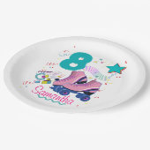 Roller Schaats Birthday Girl Retro Skating Papieren Bordje (Gekanteld)