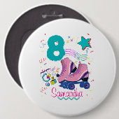 Roller Schaats Birthday Girl Retro Skating Ronde Button 6,0 Cm (Voorkant /achterkant)