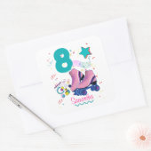 Roller Schaats Birthday Girl Retro Skating Vierkante Sticker (Envelop)