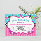 Roller Schaats Birthday Invitation SkateParty Kaart (Staand voorkant)