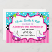 Roller Schaats Birthday Invitation SkateParty Kaart (Voorkant / Achterkant)