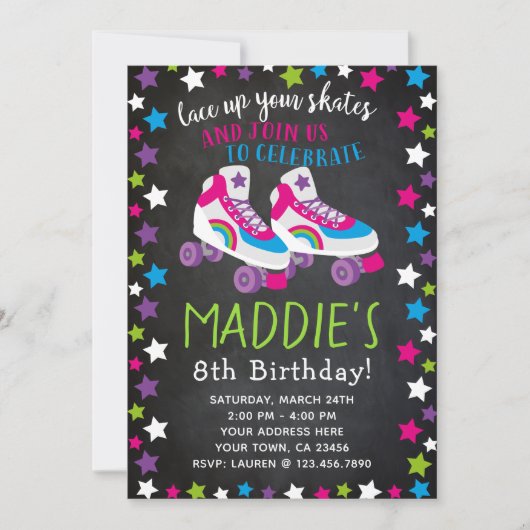 Roller Schaats Birthday Uitnodiging (Voorkant)