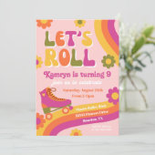 Roller Schaats Birthday Uitnodiging | Retro-Schaat (Staand voorkant)