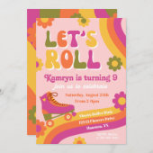 Roller Schaats Birthday Uitnodiging | Retro-Schaat (Voorkant / Achterkant)