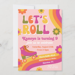 Roller Schaats Birthday Uitnodiging   Retro-Schaat