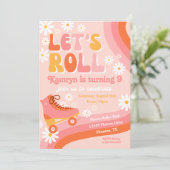 Roller Schaats Birthday Uitnodiging | Retro-Schaat (Staand voorkant)