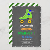 Roller schaats boy-uitnodiging kaart (Voorkant / Achterkant)