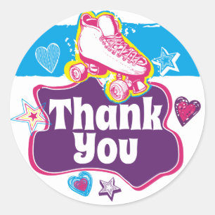 Roller Schaats dank u schaatsen Roller Rink Party Ronde Sticker