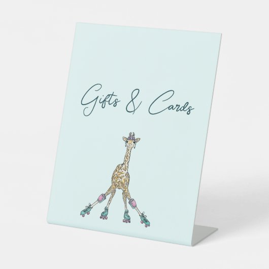 Roller Schaats dierthema baby shower Reclamebord Met Voetstuk (Voorkant)