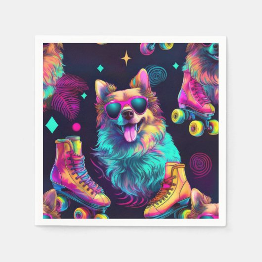 Roller Schaats Disco Dog Servet (Voorkant)
