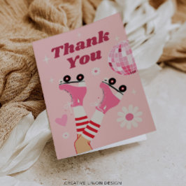 Roller Schaats Disco Verjaardagsfeestje Dank je ka Bedankkaart