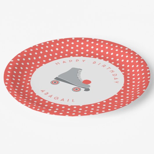 Roller Schaats Dot - Koraal Papieren Bordje (Gekanteld)