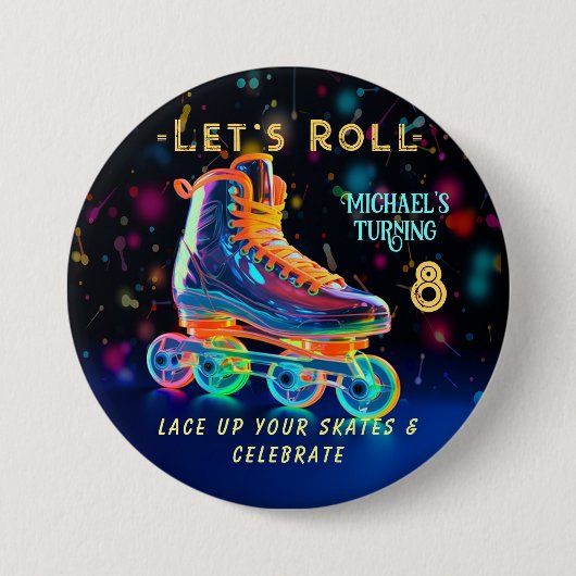 Roller Schaats, draaien 8 Ronde Button 7,6 Cm (Voorkant)