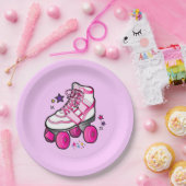 Roller Schaats Girl Papieren Bordje (Feest)