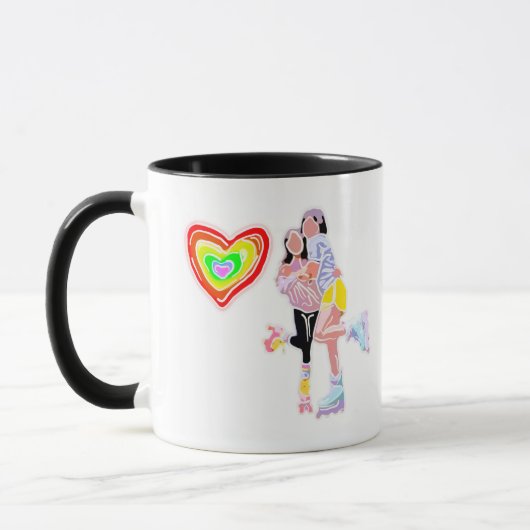 Roller Schaats Girls Rainbow Heart Mok (Links)