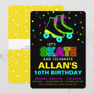 Roller Schaats Glow Neon Birthday Kaart