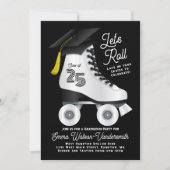 Roller Schaats Graduation Party Invitation Black Kaart (Voorkant)