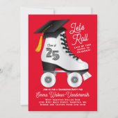 Roller Schaats Graduation Party Invitation Red Kaart (Voorkant)