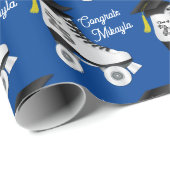 Roller Schaats Graduation Party Skating Rink Blauw Cadeaupapier (Rol Hoek)