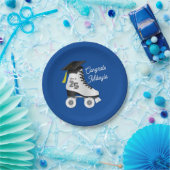 Roller Schaats Graduation Party Skating Rink Blauw Papieren Bordje (Feest)