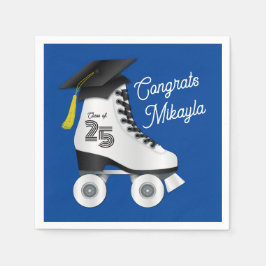 Roller Schaats Graduation Party Skating Rink Blauw Servet