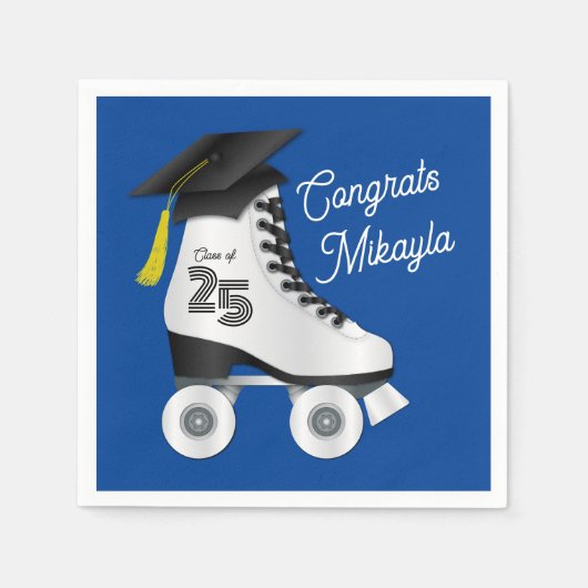 Roller Schaats Graduation Party Skating Rink Blauw Servet (Voorkant)
