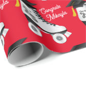 Roller Schaats Graduation Party Skating Rink Rood Cadeaupapier (Rol Hoek)