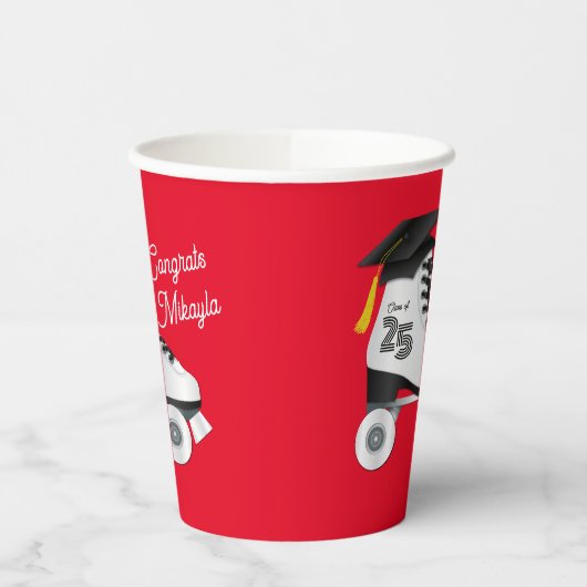 Roller Schaats Graduation Party Skating Rink Rood Papieren Bekers (Links)