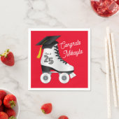 Roller Schaats Graduation Party Skating Rink Rood Servet (Insitu)