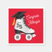 Roller Schaats Graduation Party Skating Rink Rood Servet (Voorkant)