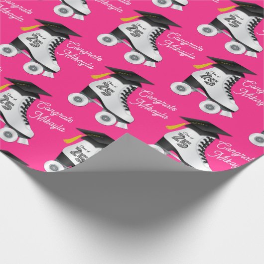 Roller Schaats Graduation Party Skating Rink Roze Cadeaupapier (Hoek)