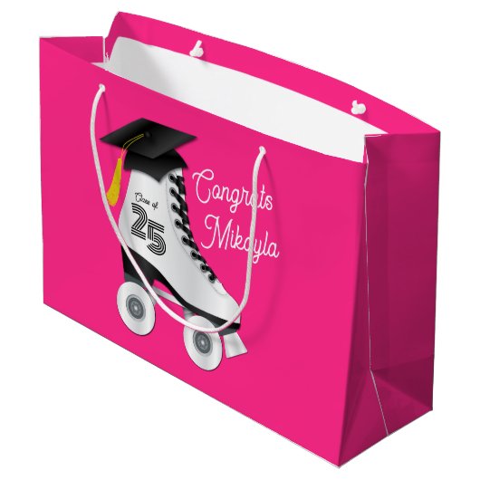 Roller Schaats Graduation Party Skating Rink Roze Groot Cadeauzakje (Achterkant Gekanteld)