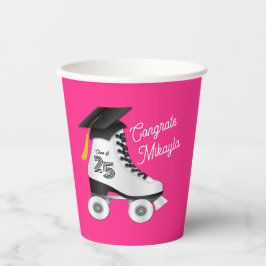 Roller Schaats Graduation Party Skating Rink Roze Papieren Bekers