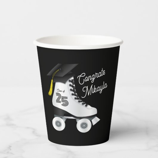 Roller Schaats Graduation Party Skating Rink Zwart Papieren Bekers (Voorkant)