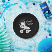 Roller Schaats Graduation Party Skating Rink Zwart Papieren Bordje (Feest)