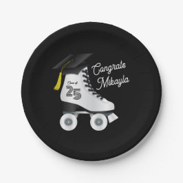 Roller Schaats Graduation Party Skating Rink Zwart Papieren Bordje