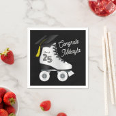 Roller Schaats Graduation Party Skating Rink Zwart Servet (Insitu)