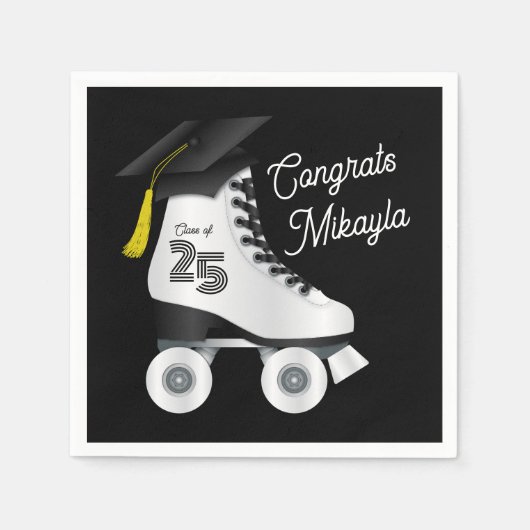 Roller Schaats Graduation Party Skating Rink Zwart Servet (Voorkant)