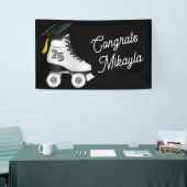 Roller Schaats Graduation Party Skating Rink Zwart Spandoek (Beurs)