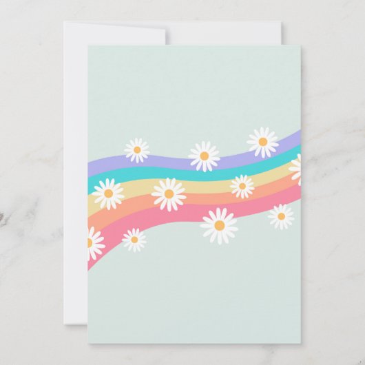 Roller Schaats Groovy Daisy Birthday Invitations Kaart (Achterkant)