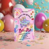 Roller Schaats Groovy Retro Meisje Verjaardagsfees Kaart