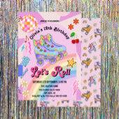 Roller Schaats Groovy Retro Meisje Verjaardagsfees Kaart