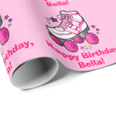 Roller Schaats Happy Birthday Name Cadeaupapier (Rol Hoek)