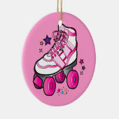 Roller Schaats in Roze met sterren Keramisch Ornament (Rechts)