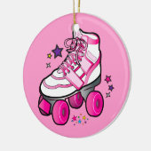 Roller Schaats in Roze met sterren Keramisch Ornament (Links)