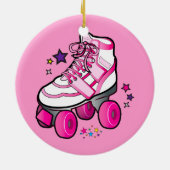 Roller Schaats in Roze met sterren Keramisch Ornament (Achterkant)