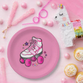 Roller Schaats in Roze met sterren Papieren Bordje (Feest)