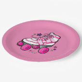 Roller Schaats in Roze met sterren Papieren Bordje (Gekanteld)