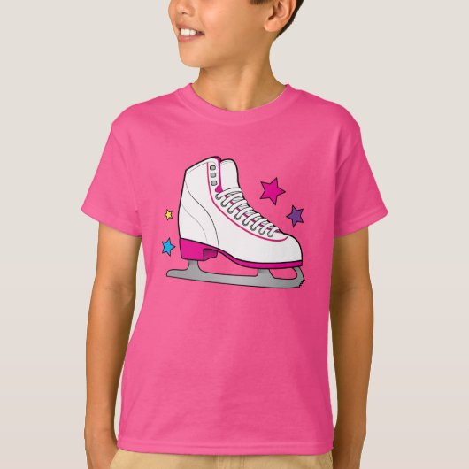 Roller Schaats in roze T-shirt (Voorkant)